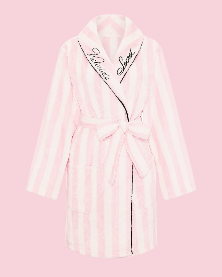 Pink Heritage Stripe Fluffy Robe