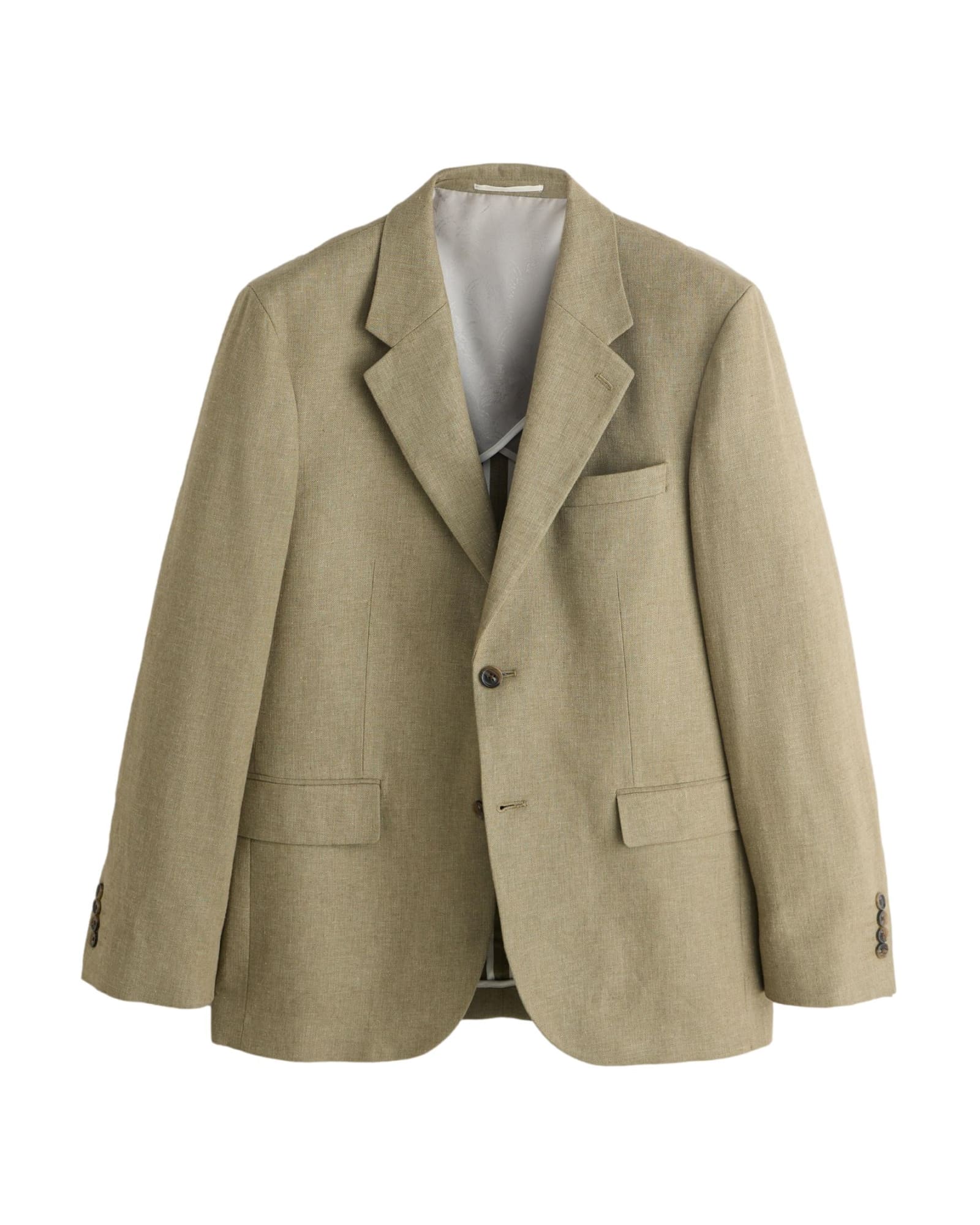 <span>Green Tailored Fit Linen Blend Texture Suit Jacket</span>