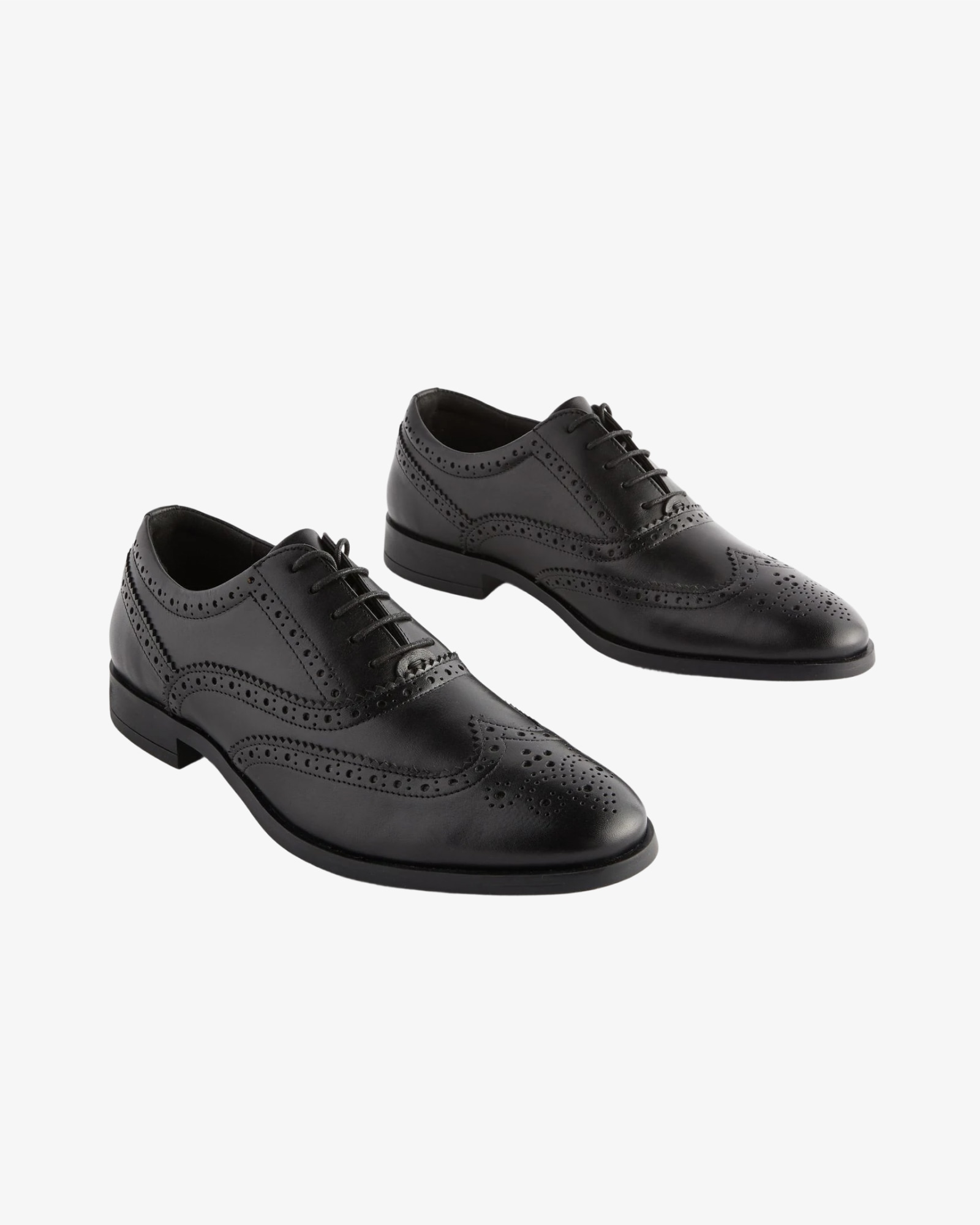 <span>Black Wide Fit Leather Oxford Brogue Shoes</span>