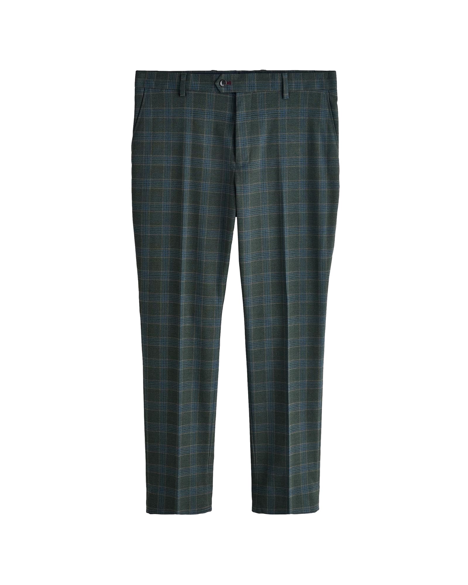 <span>Green Slim Fit Trim Check Texture Suit Trousers</span>