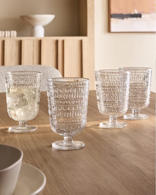 Set of 4 Clear Global Geo Tumbler Glasses