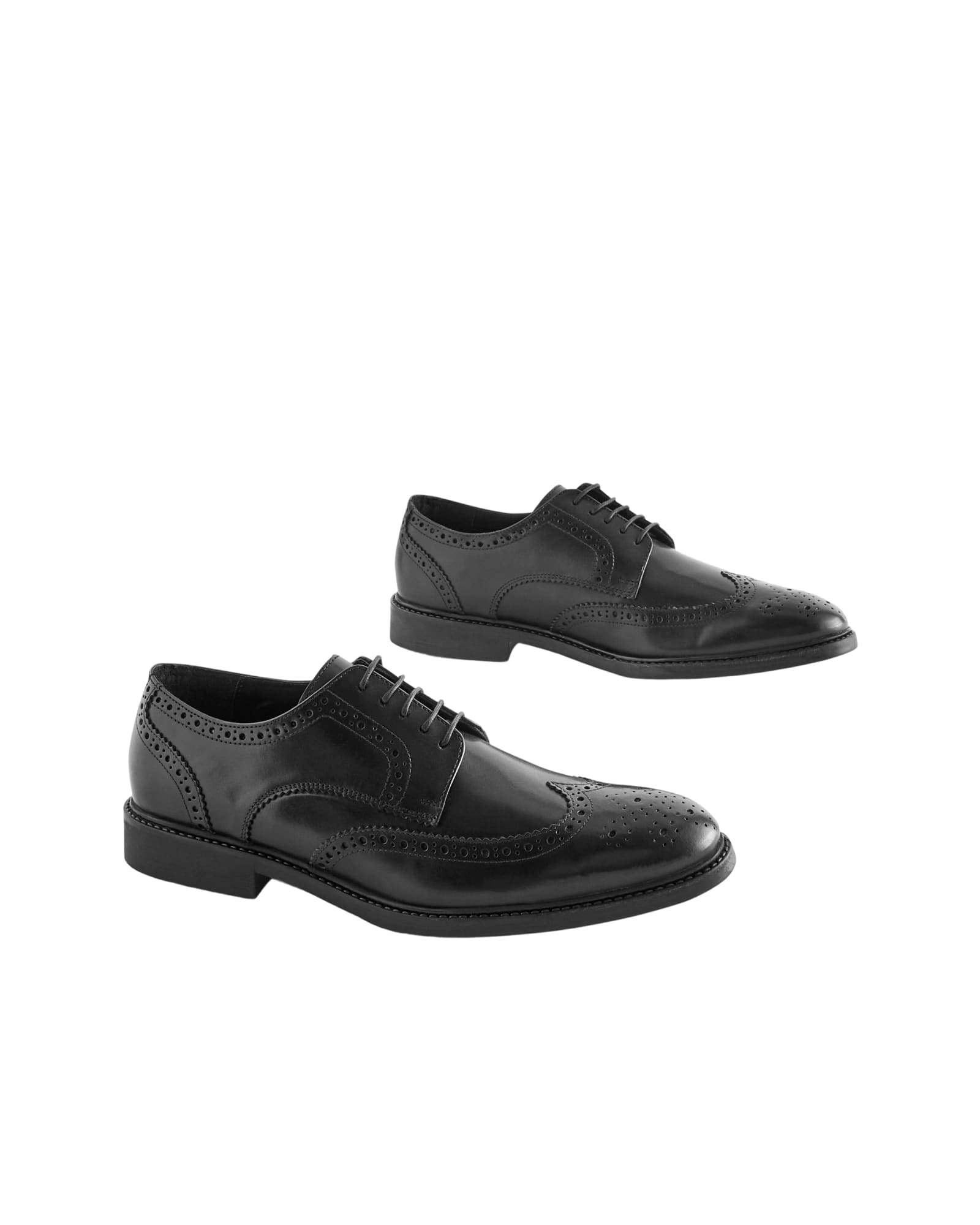 <span>Black Standard Fit Leather Derby Brogues</span>