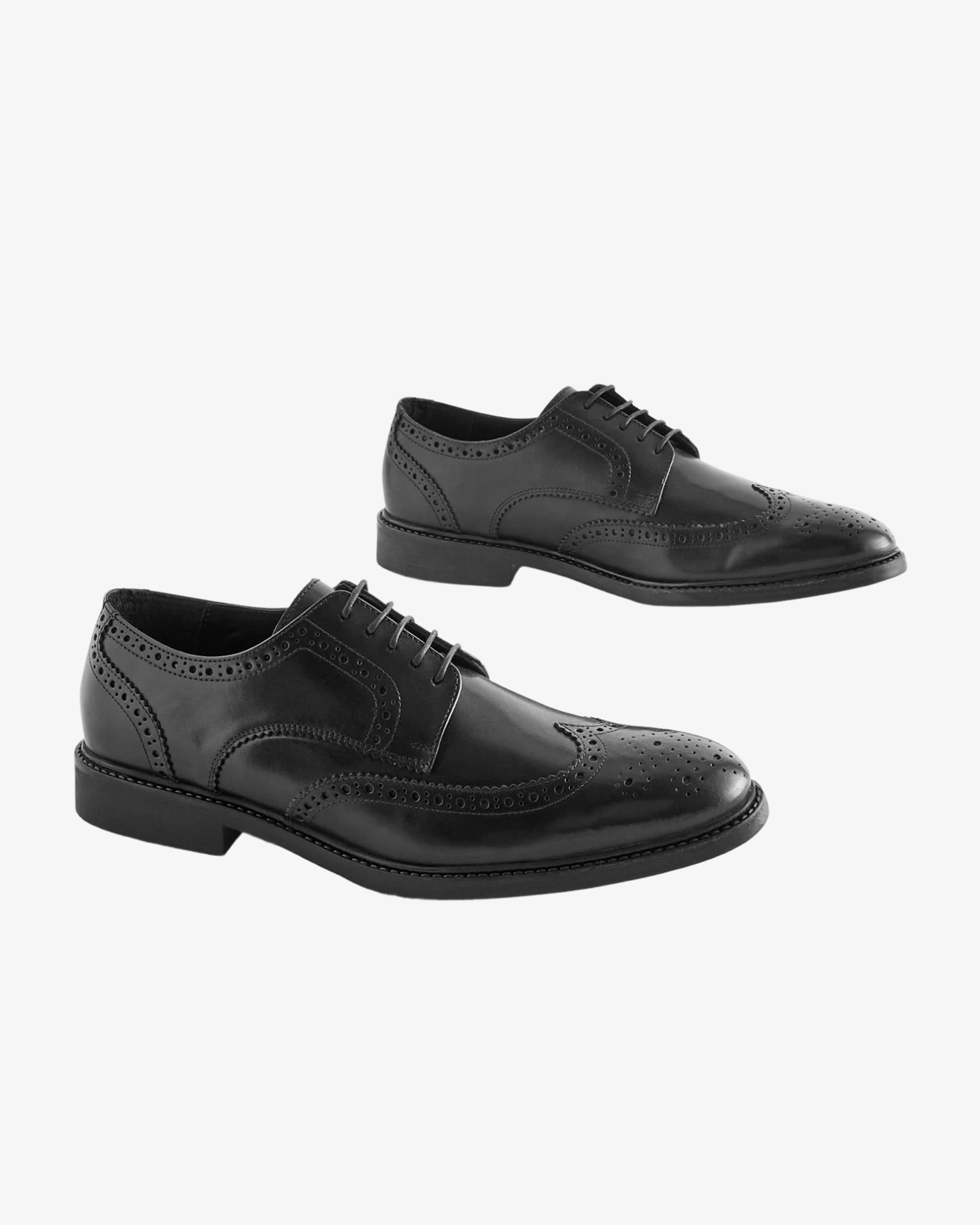<span>Black Standard Fit Leather Derby Brogues</span>