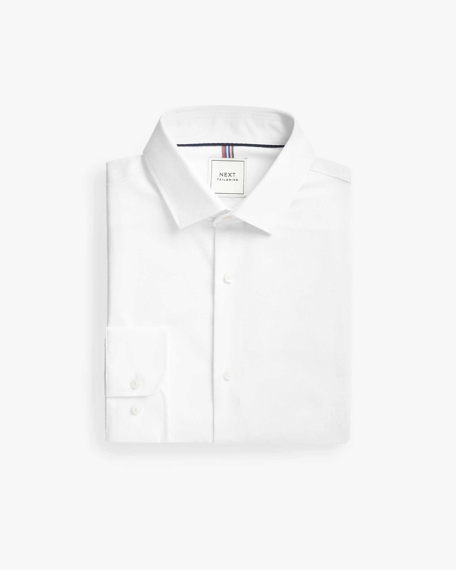 <span>White Regular Fit Textured Single Cuff Shirt</span>