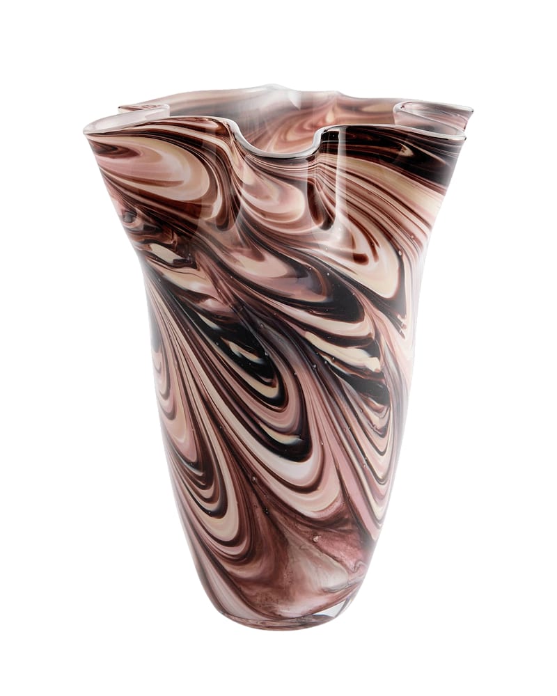 Ruffled Edge Swirled Glass Vase