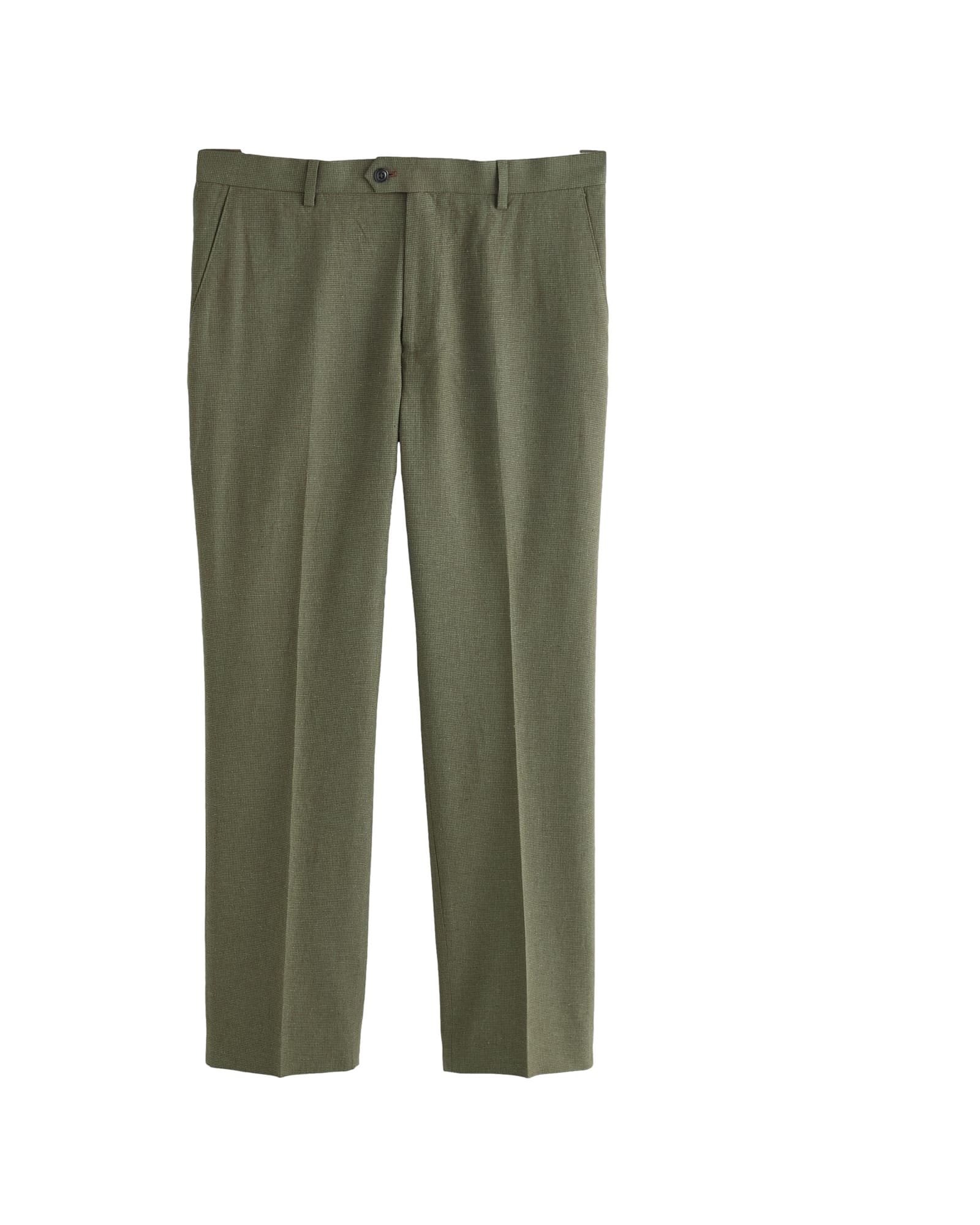 <span>Green Regular Fit Trimmed Linen Blend Puppytooth Suit Trousers</span>