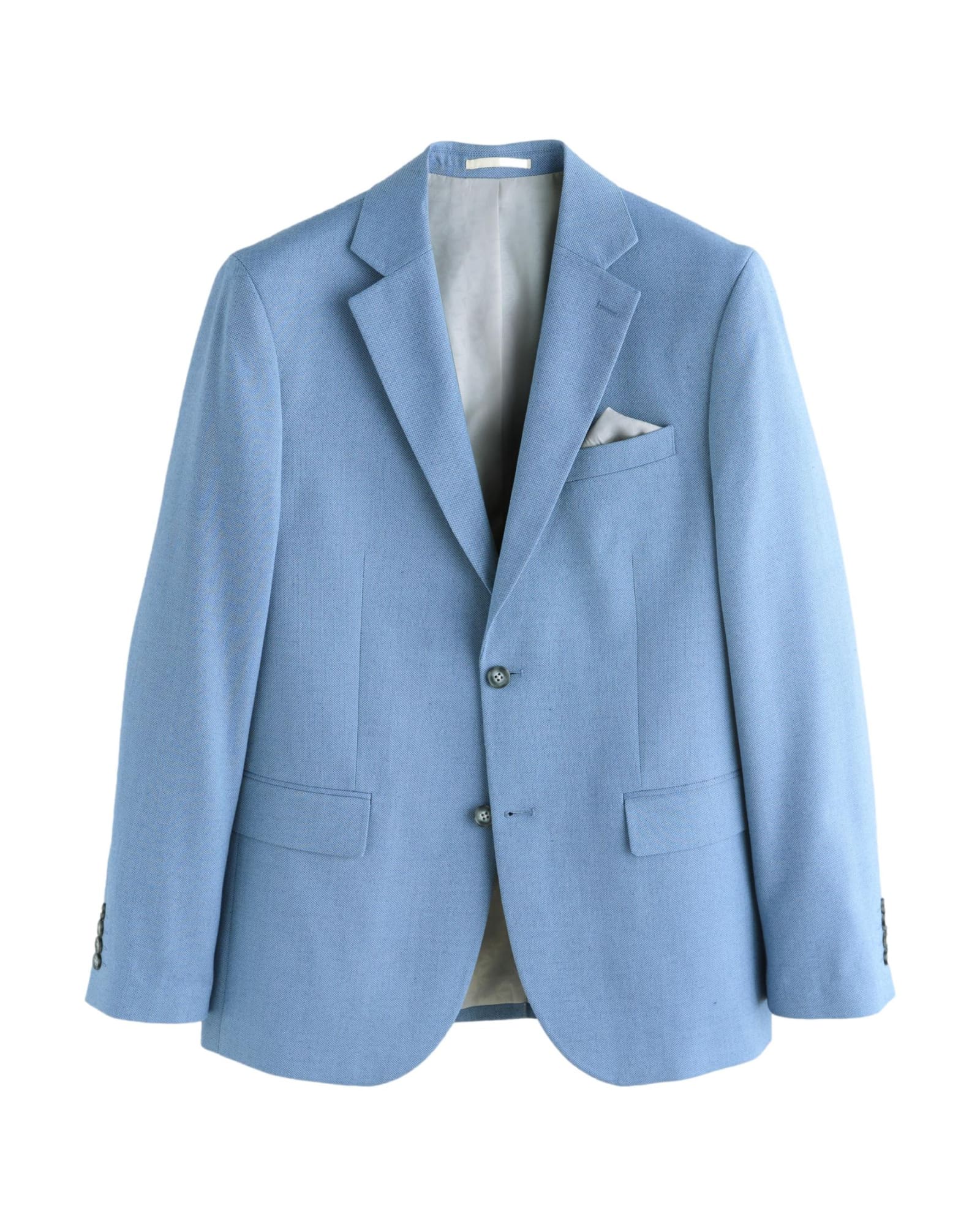 <span>Chambray Blue Slim Fit Textured Suit Jacket</span>