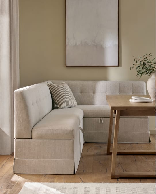 Tweedy Plain Light Natural Winslow Corner Storage Dining Bench
