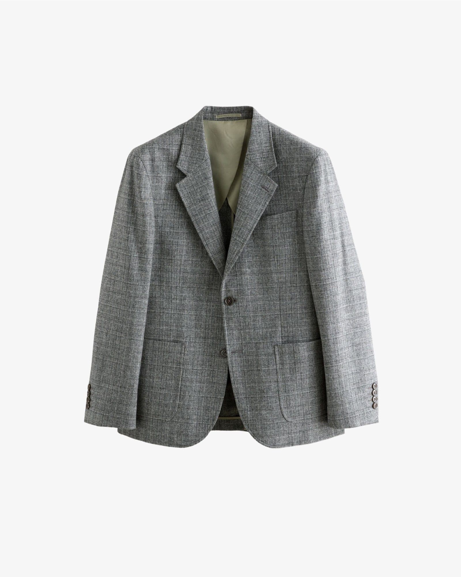 <span>Grey Tailored Fit Check Texture Suit Jacket</span>