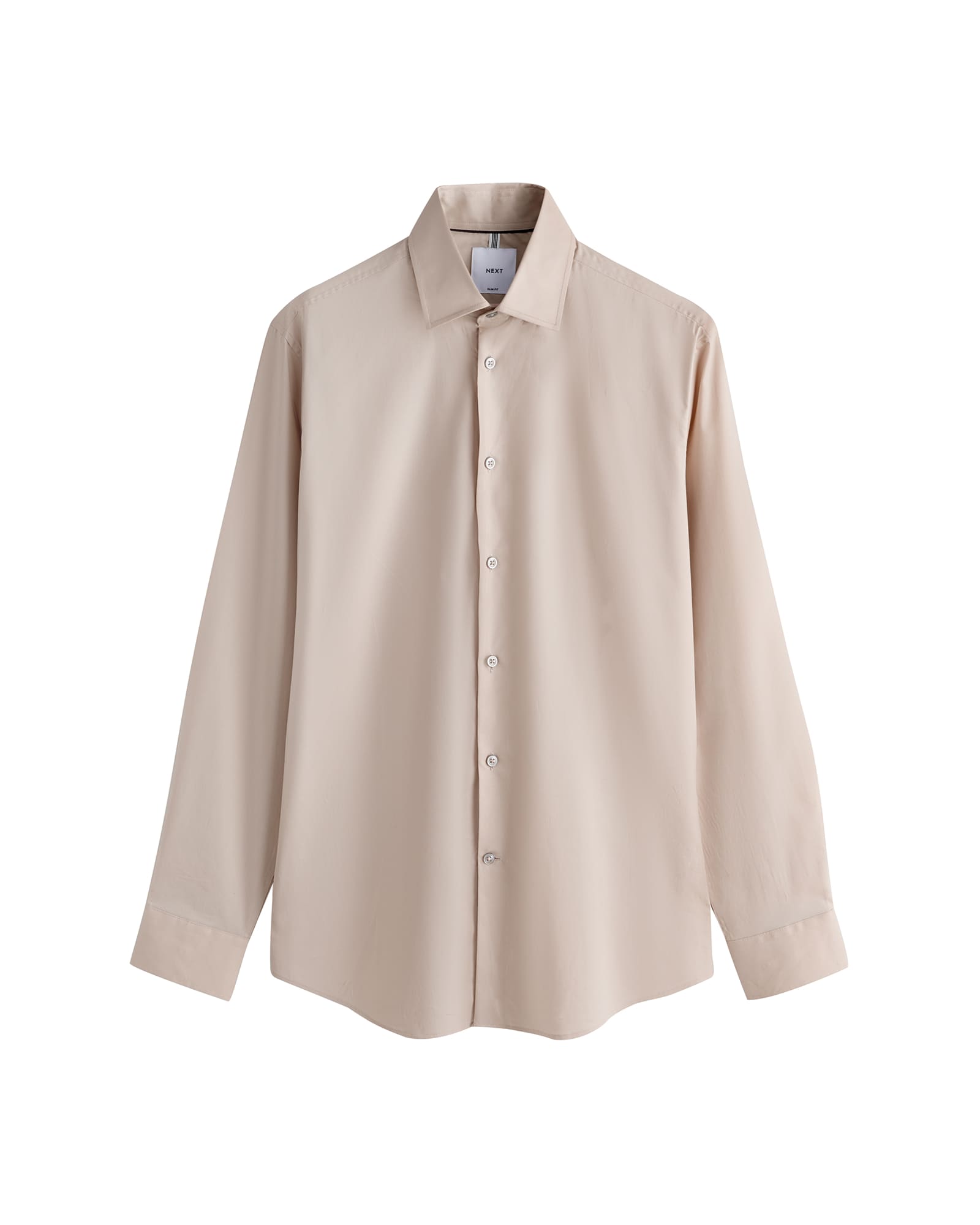 <span>Neutral Brown Slim Fit Cotton Stretch Long Sleeve Formal Shirt</span>