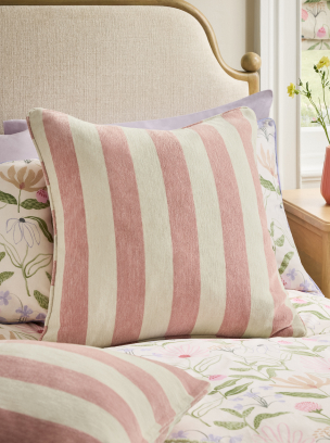 Light Pink Chenille Stripe Cushion