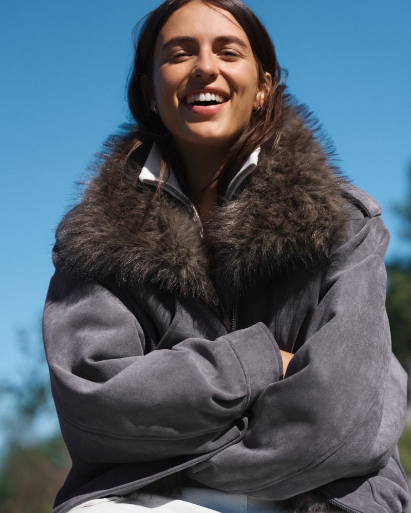Faux Fur Collar Trim Jacket