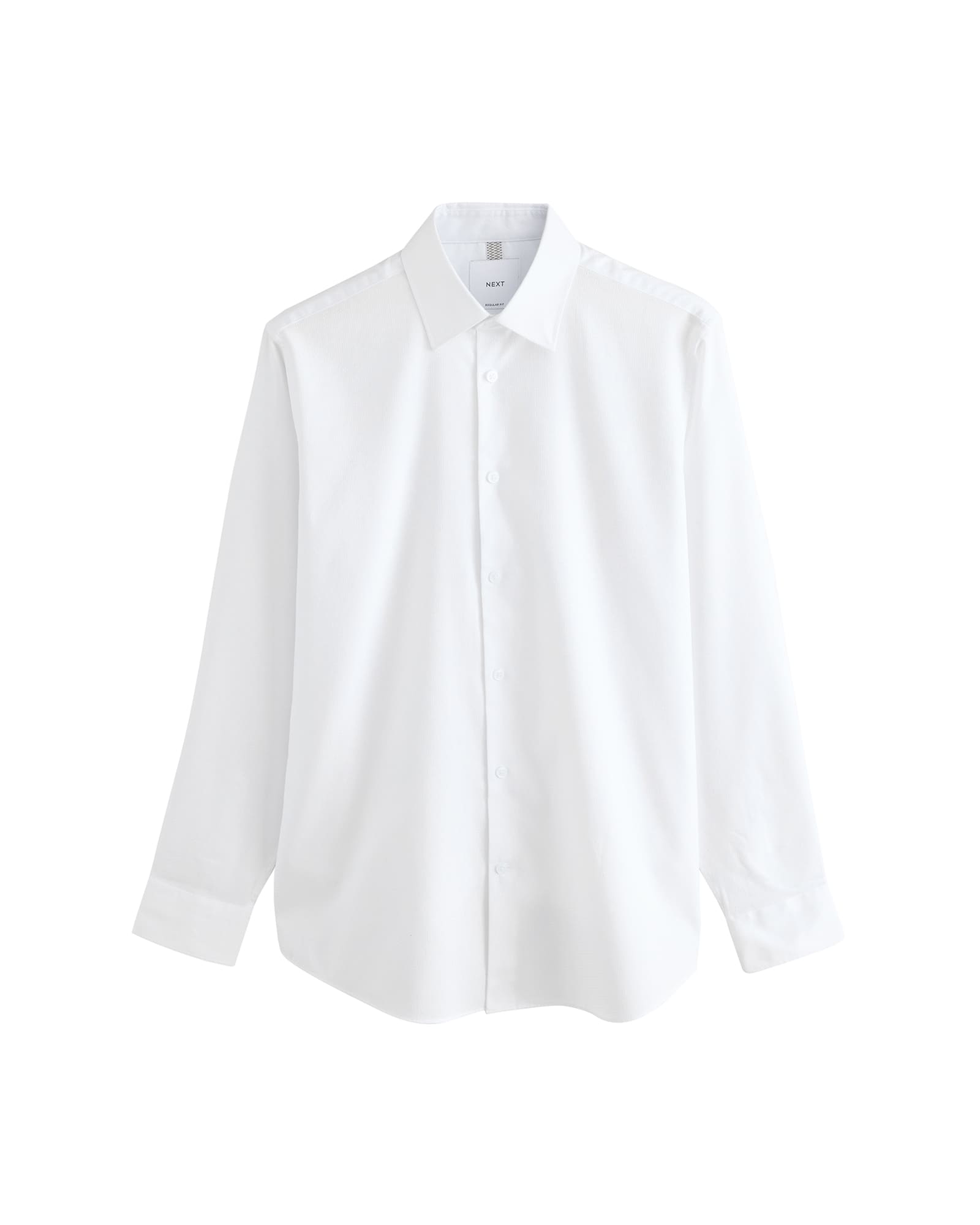 <span>White Button-Down Collar Slim Fit Cotton Rich Textured Easy Care Smart Shirt</span>