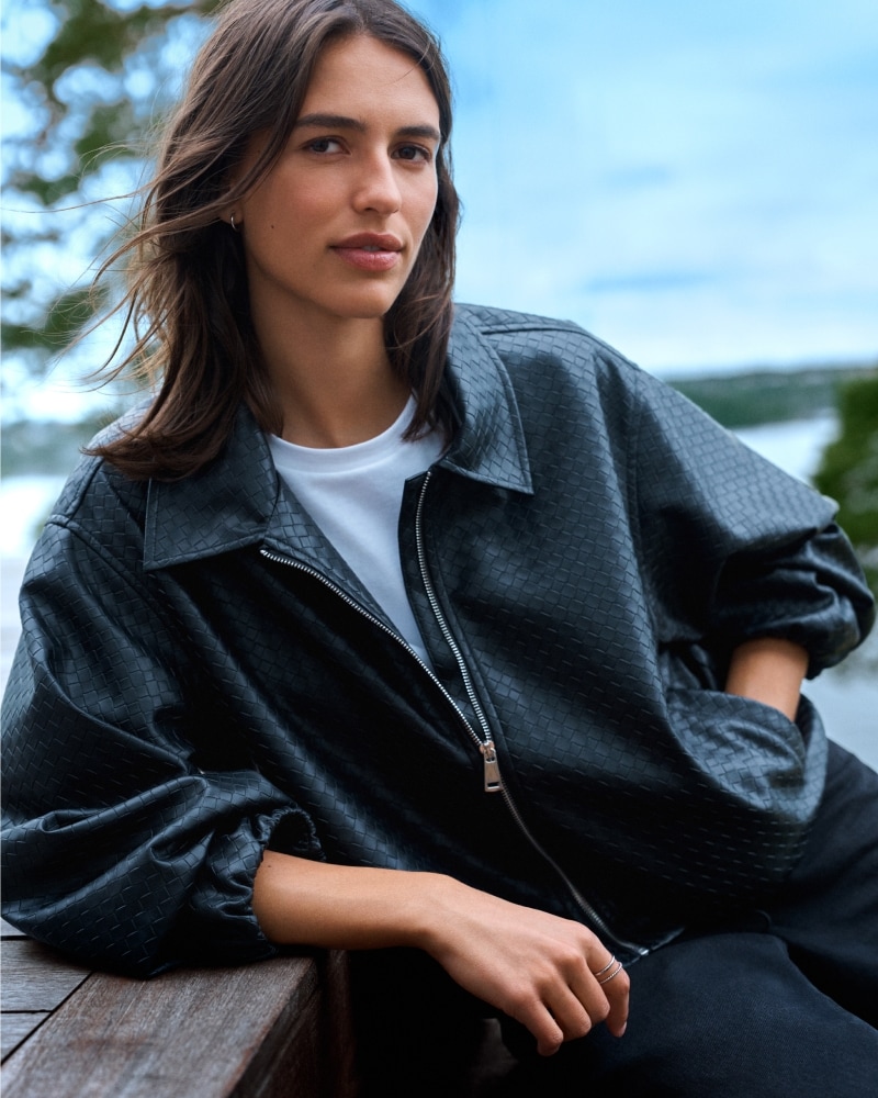 Faux Leather Bomber Jacket
