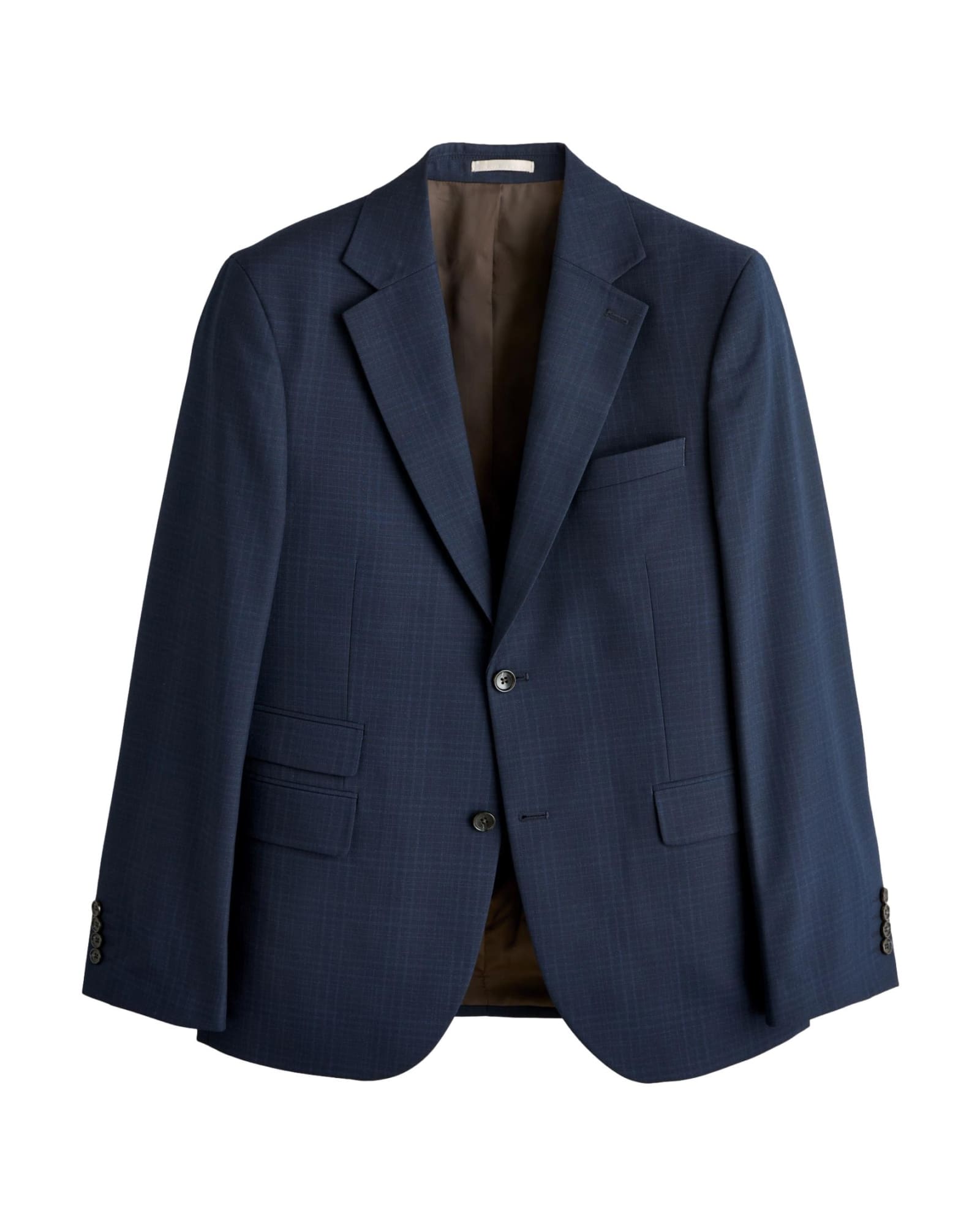 <span>Navy Blue Slim Fit Check Suit Jacket</span>