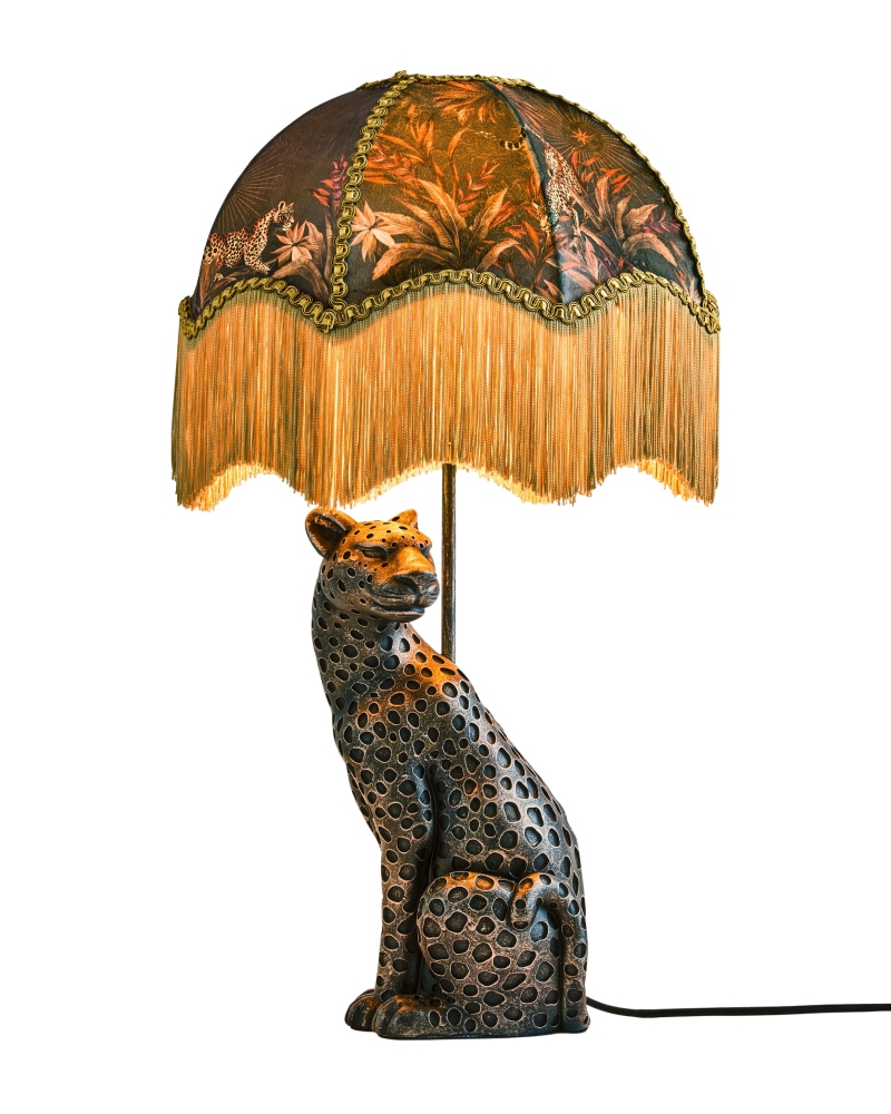 Black Luca Leopard Table Lamp