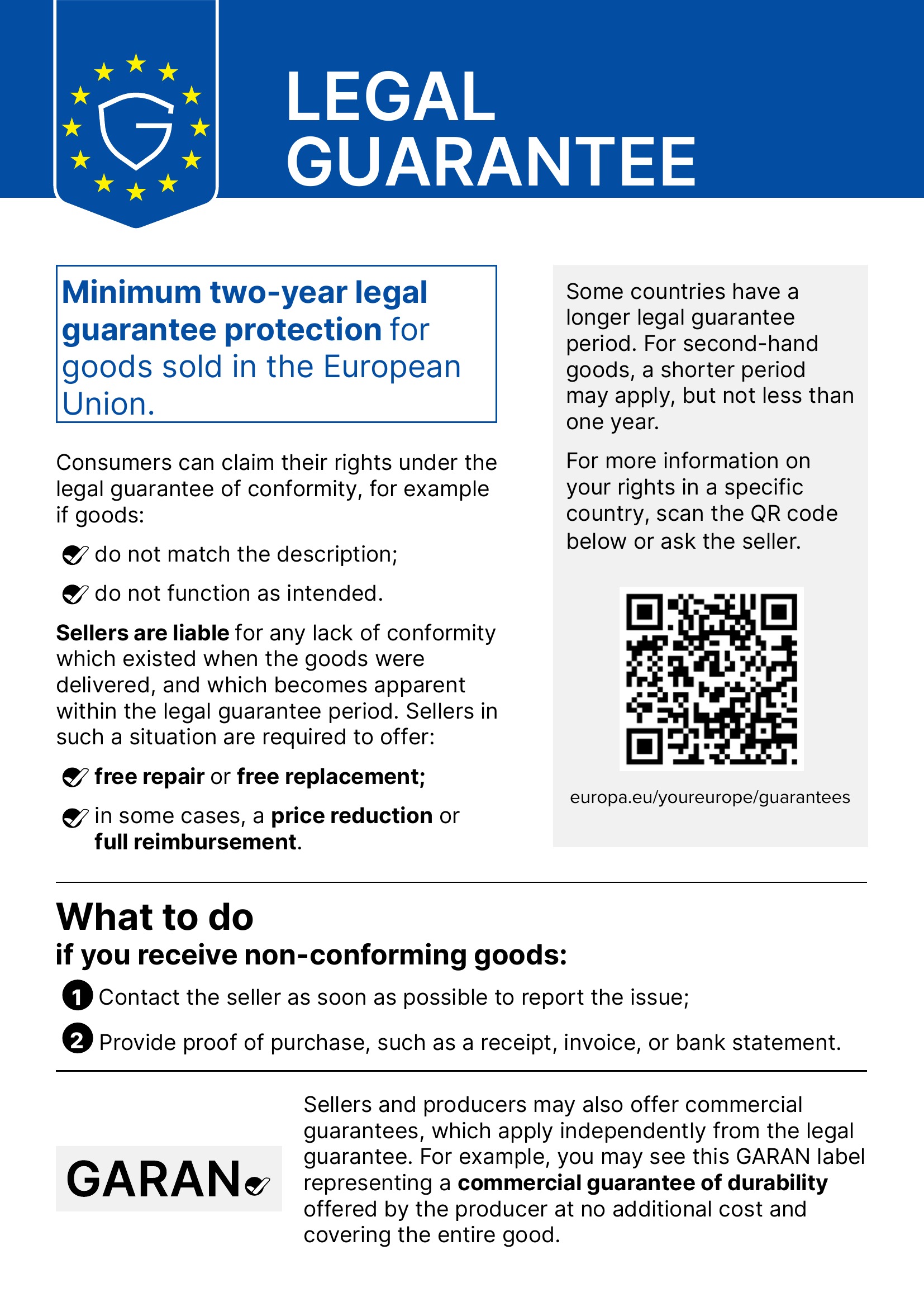 Legal Guarantee Notice - Page 1