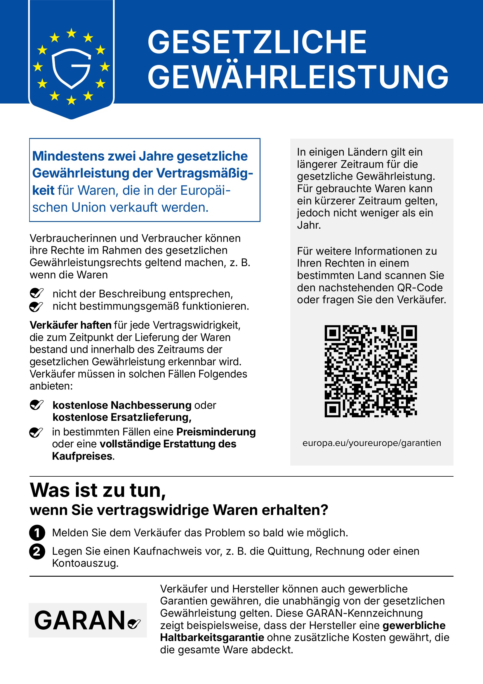 Legal Guarantee Notice - Page 1